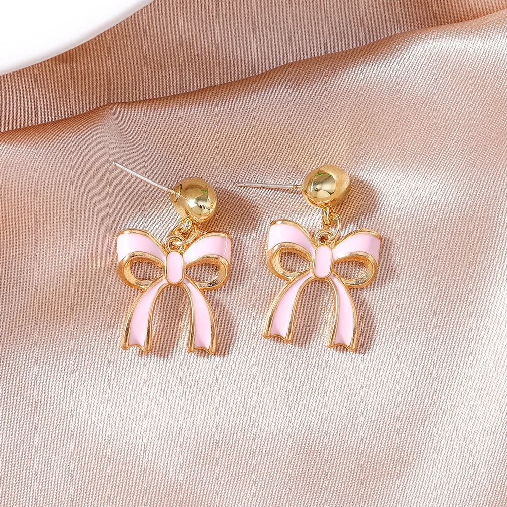 

Aihua Elegant Luxury Pink Bowknot Earrings for Women Temperament Pearl Dangle Earring Girls Party Wedding Jewelry Gifts