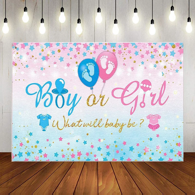 

Gender Reveal Party Background Boy Or Girl Backdrop Blue Pink Party Reveal Banner Baby Shower Photography Photo Booth Decoration