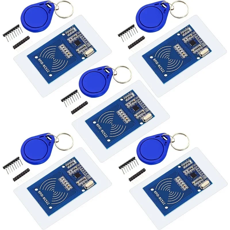 

5PCS RC522 RFID Module RF IC Card Sensor Module with S50 White Card and Key Ring RFID Sensor Compatible for Arduino