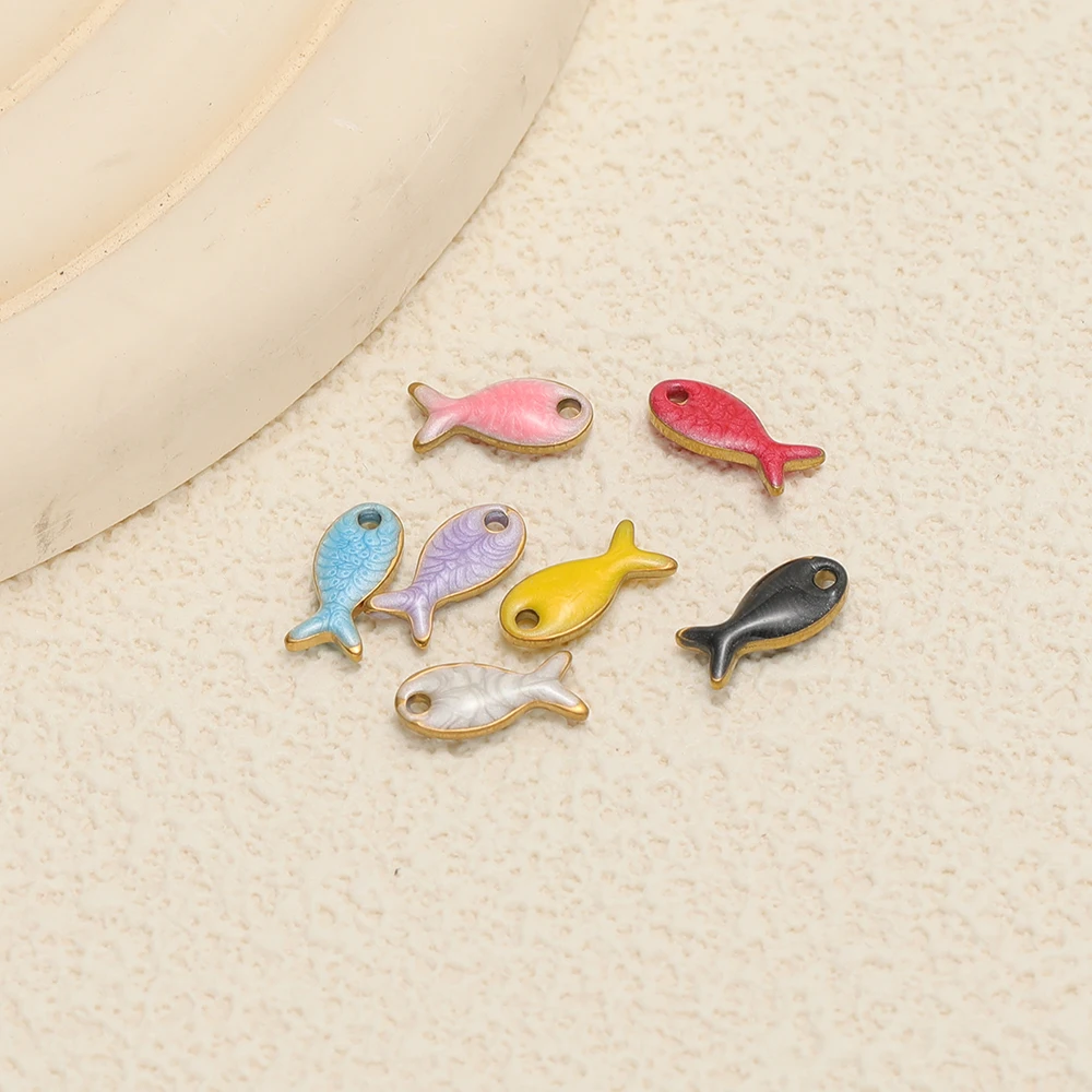 20 Stück Edelstahl-Emaille-Fischanhänger für Kinder, Anhänger für Halsketten, Armbänder und Ohrringe, DIY-Schmuckzubehör – Detail 4