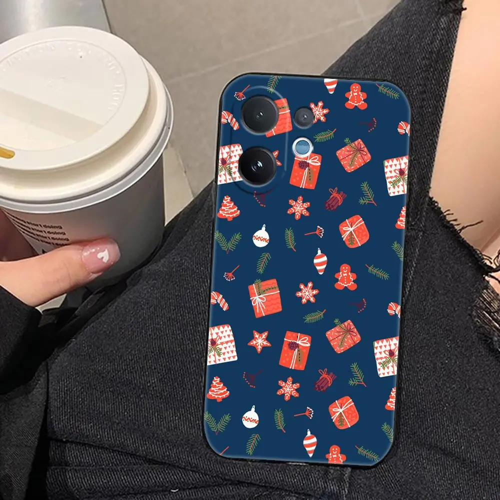 Phone Case For VIVO V70 V60 V50 V40 V20 V21 V23 V23E V25 V25E V27 V27E V29 V29E V30 TPU Case Cover Merry Christmas Santa Hat 2