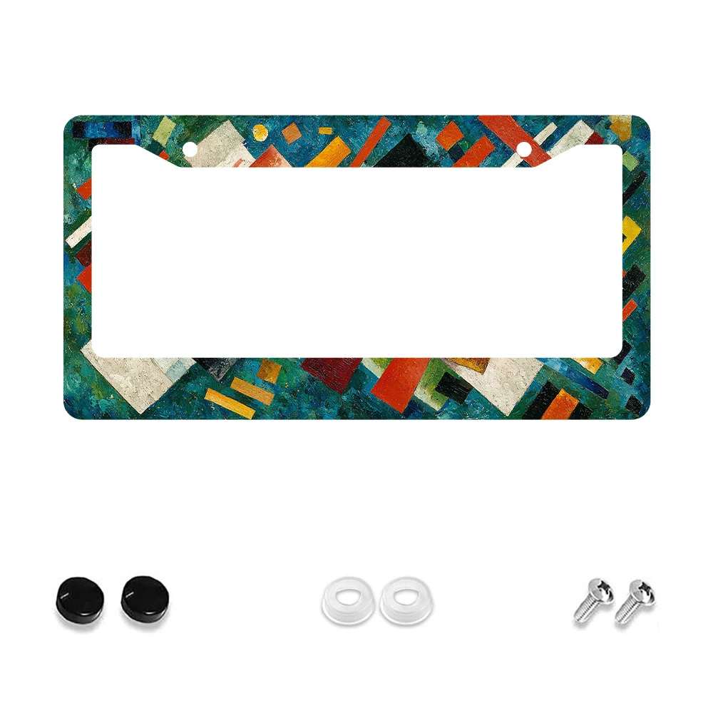 

1 шт. многоцветная абстрактная рамка номерного знака с 2 отверстиями, алюминиевый материал, 6x12 дюймов с комплектом винтов, ретро-новинка, автомобильный декор