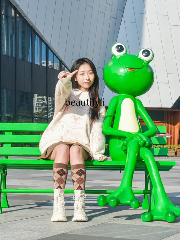 LBX Outdoor Cartoon Frog Floor Large Ornament Decoration Shopping Mall Entrance Animal Restaurant