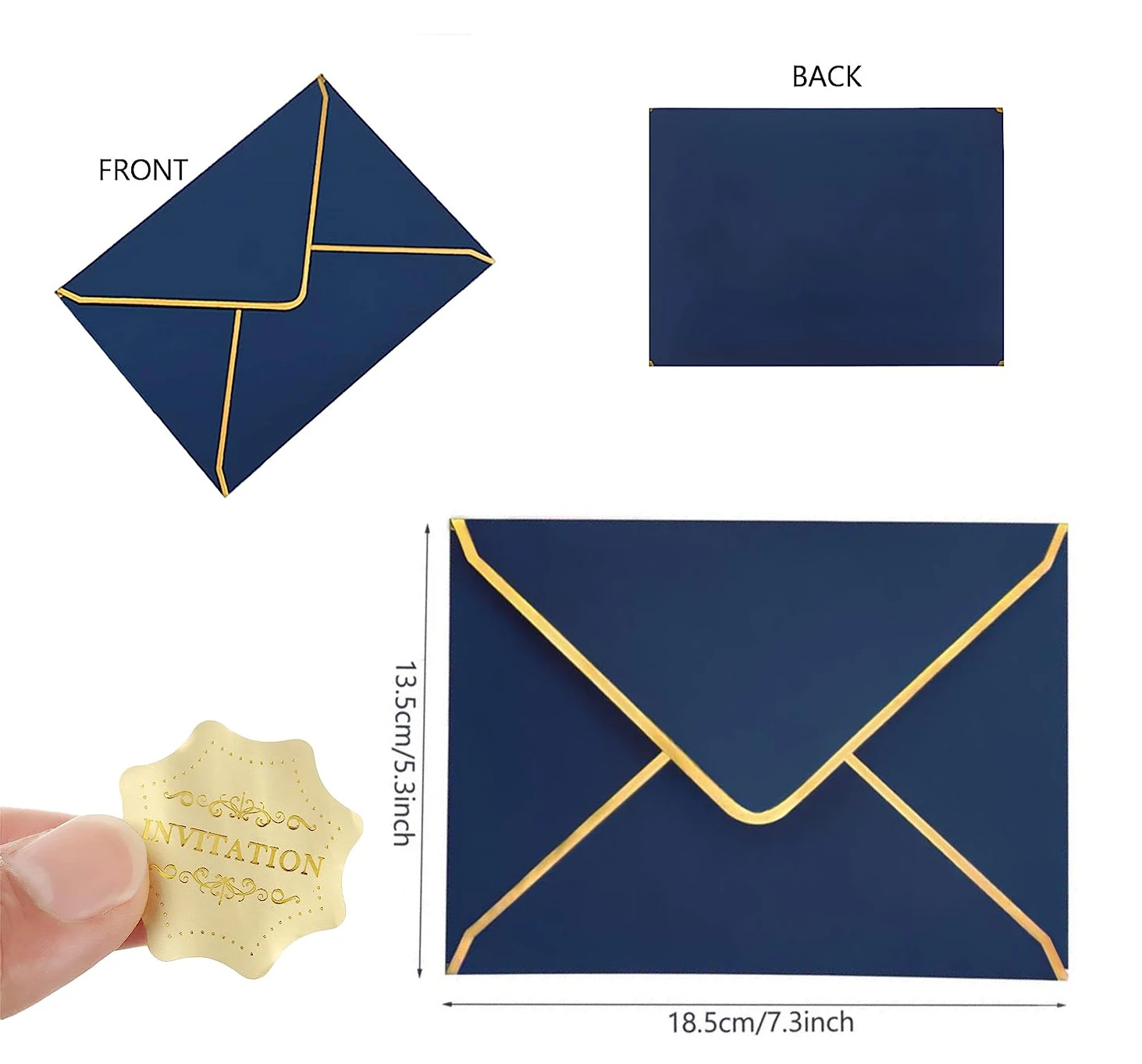 5/10pcs A7 Invitation 5x7 Envelope Thick V Flap Gold Border Seal for Wedding Graduation Greeting Card Birthday Baby Shower Favor