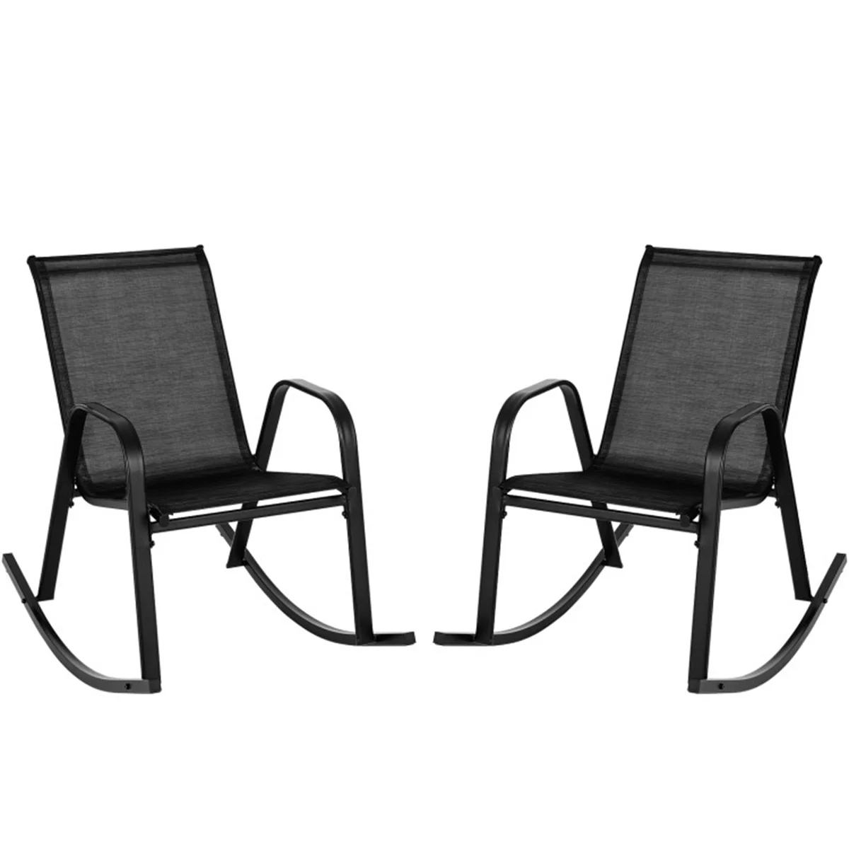 

2 PCS Metal Patio Rocking Chair Black