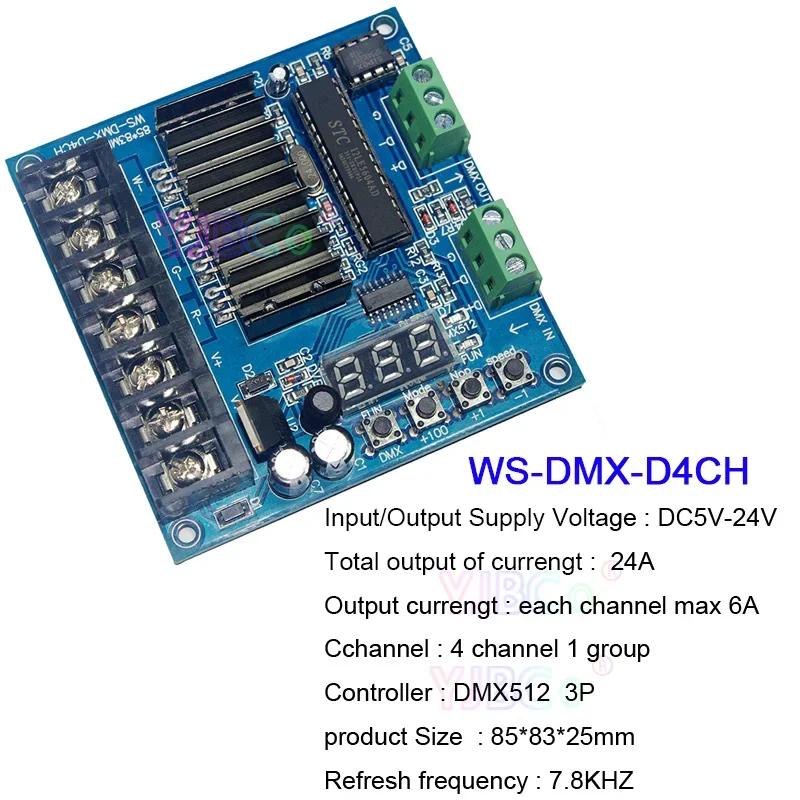 Decodificador DMX512 de 5V y 24V, 3 canales, 4 canales, 6 CANALES, RGB, RGBW, LED, placa controladora DMX, decodificador para lámpara de luces LED