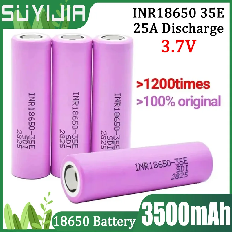 2024 New 3.7V 3500mAh 18650 Battery 25A Discharge INR18650 35E Li-Ion Lithium Ion Screwdriver Flashlight Rechargable Batteries