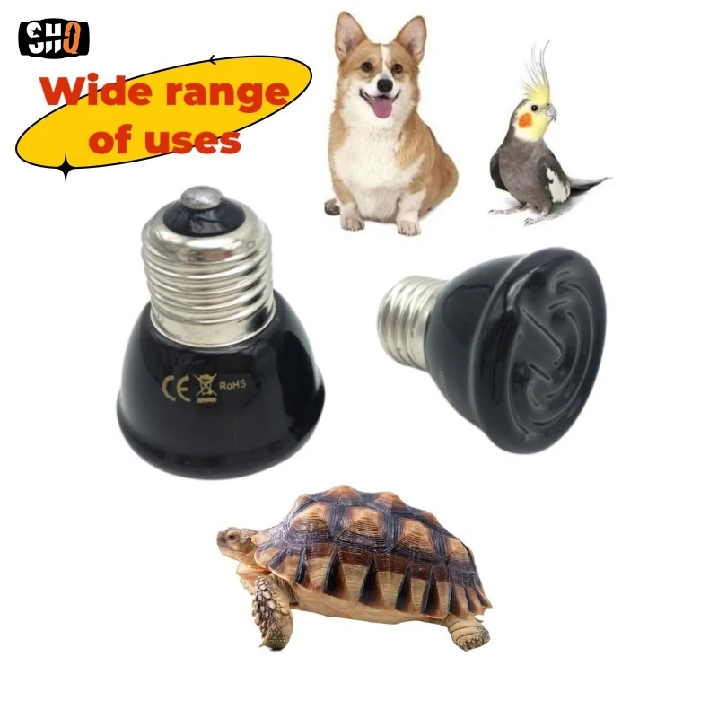 Mini Infrared Ceramic Heating Lamp, Heat Emitter Light Bulb, Pet Reptile, Tortoise Terrapin, Small Pets, 20W, 40W, 60W, 80W