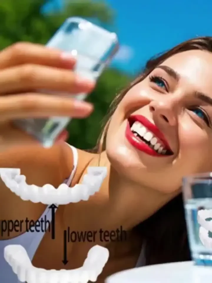 

Набор из 10 регулируемых унисекс-протезов, 2 верхних + 2 нижних белых винира с клеем, кисточкой и футляром для хранения