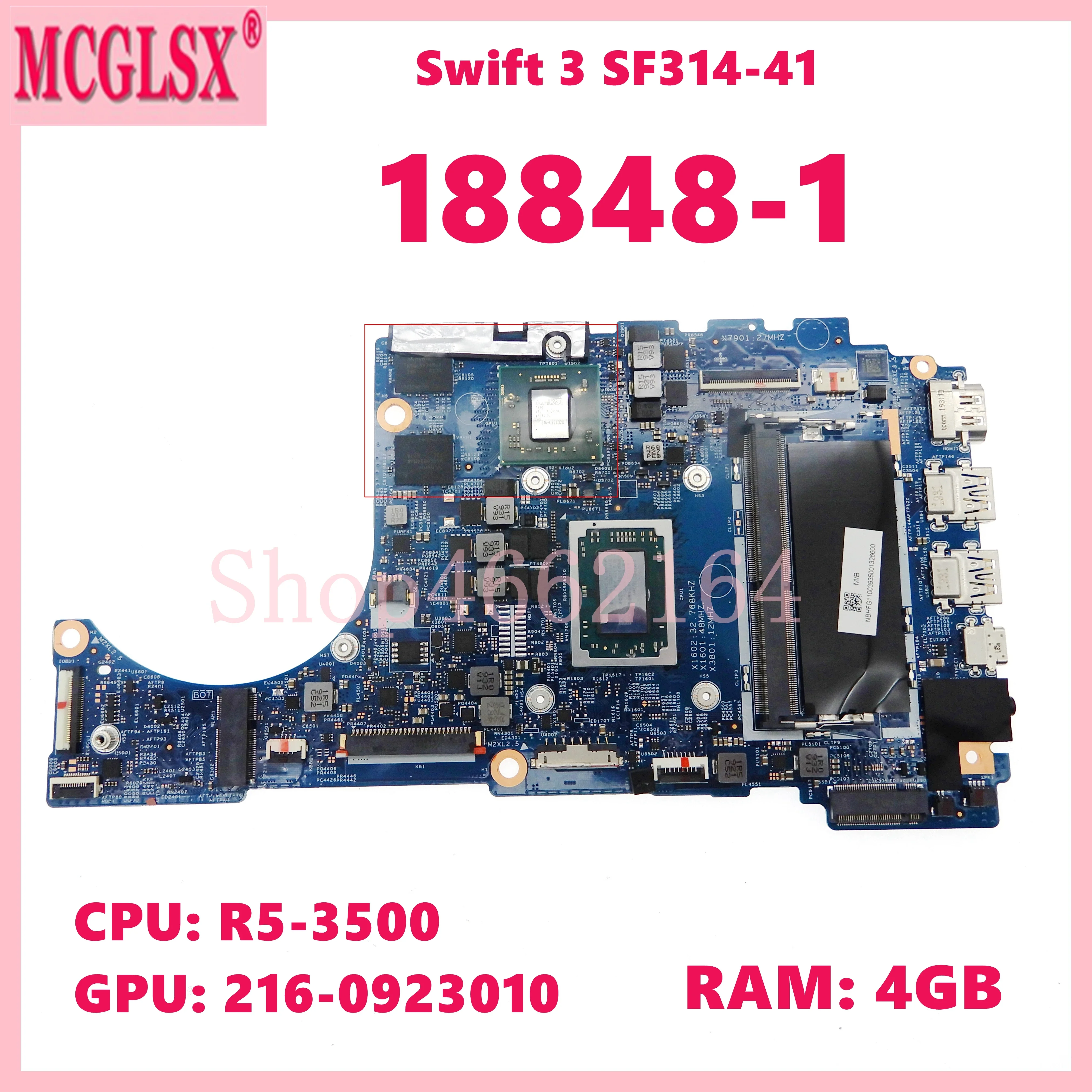 18848-1 With R5-3500 CPU 216-0923010 GPU Laptop Motherboard For Acer Swift 3 SF314-41 SF314-41G Notebook Mainboard 100% Test OK