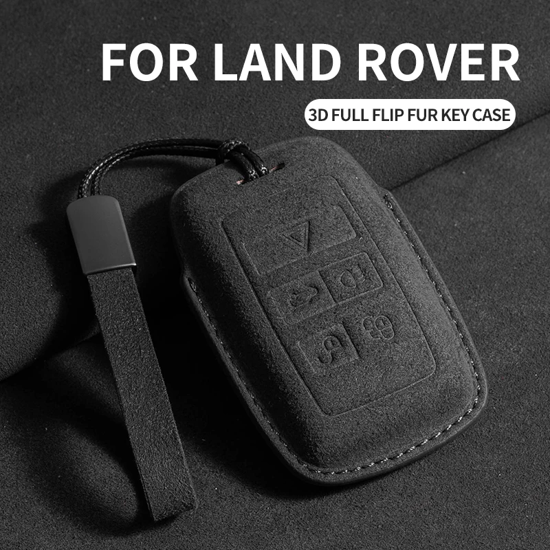 Custodia chiave auto per Land Rover Range Rover Sport Evoque Freelander Velar Discovery 4 Jaguar XE XJ XF Portachiavi auto in pelle scamosciata