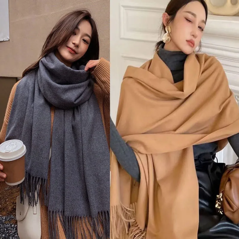 NONE Neue Schwarz Schal Kaschmir Frau Wolle Damen Schal Warm Karierten Schal frauen Winter Schals Herbst XWJ07 10