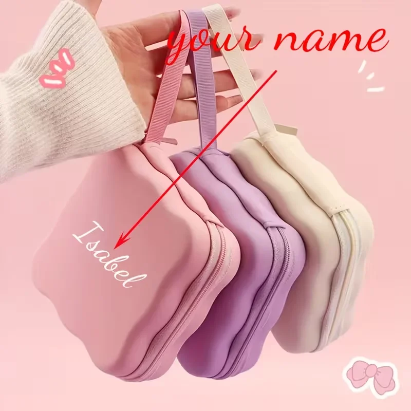 1 Piece Customizable Square Wave-Shaped Large-Capacity Data Cable Storage Bag for Ccd Camera Charger, Earphones, Portable Travel Digital Cute Cartoon Style Storage Box, Data Cable Portable Small Storage Bag, Charger, Power Bank, Ccd Camera Bag, Electronic Digital Accessories Travel Organizer