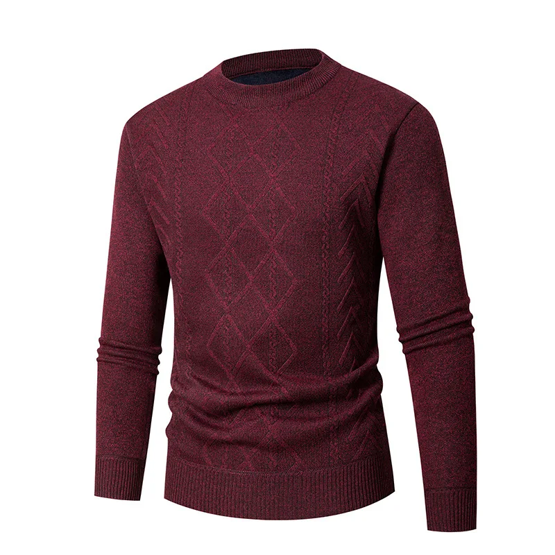 2024 Autumn/Winter New Middle aged and Elderly Thick Sweater Men's Top Bottom Sweater Warm Knitted Sweater Men