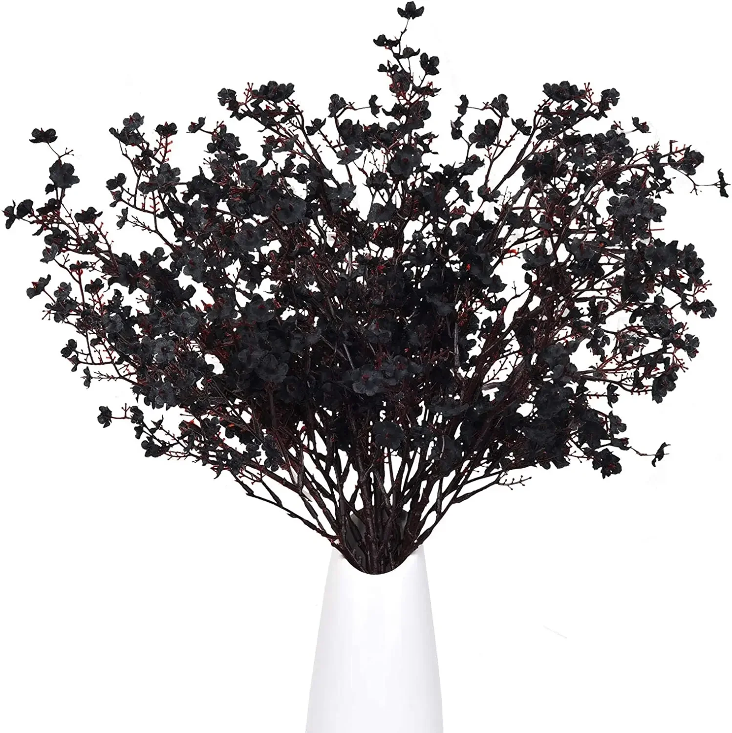 Artificial Flower 6Pcs Black Baby Breath Real Touch Silk Gypsophila Flowers for Wedding Party DIY Home Floral Arrangement