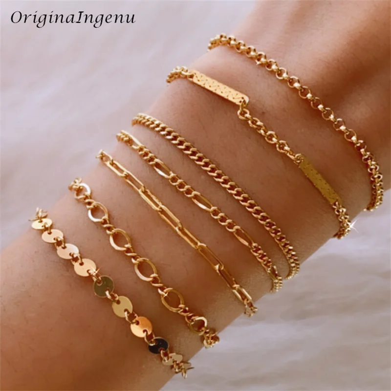 Sequin Disc Chain Bracelet 14K Gold Filled Dainty Rolo Chain Bracelet Delicate Jewelry Tarnish Resistant Jewelry for Women