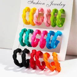 Fashion Acrylic C-Shape Tactile Paint Chunky Earrings for Women Geometric Frosted Colorful Circle Earrings 2024 Jewelry