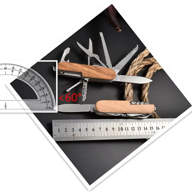 Multifunctional Swiss Army Knife - Outdoor Multi-Purpose Wooden Handle Pocket Knife | Creative Souvenir & Small Folding Knife view 6