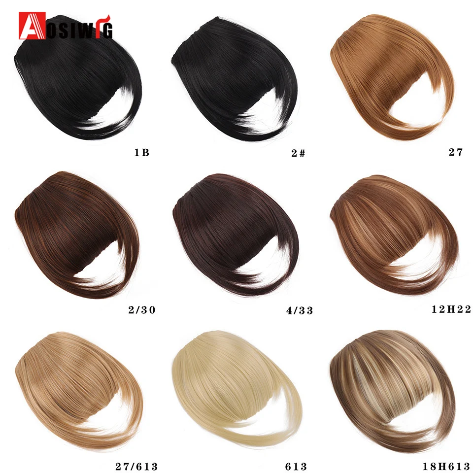 AOSI 6inch Synthetic Fake Blunt Air Bangs Clip In Hair Extensions Fake Fringe False Hairpiece For Women Clip In Bangs Fake Hair