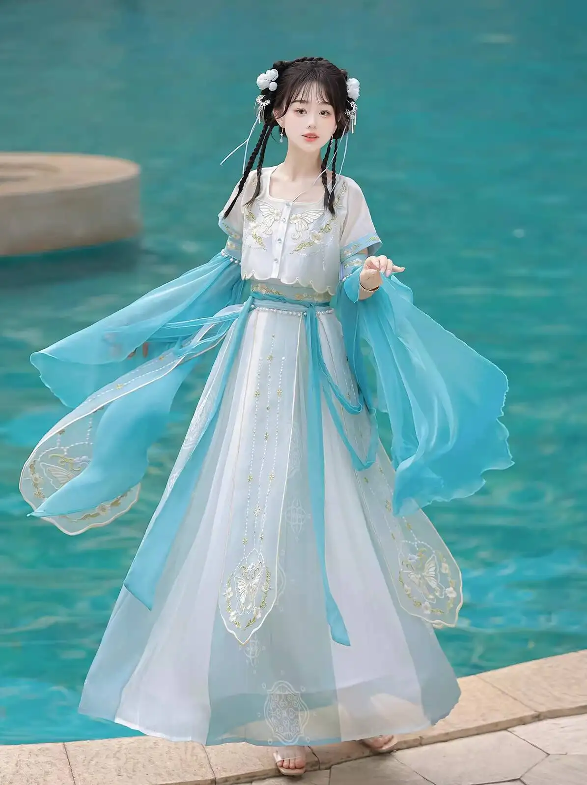 

Bishui Exotic Style Hanfu for Women Flying Fairy Han Element Ancient Costume New Chinese Style Dress Hanfu
