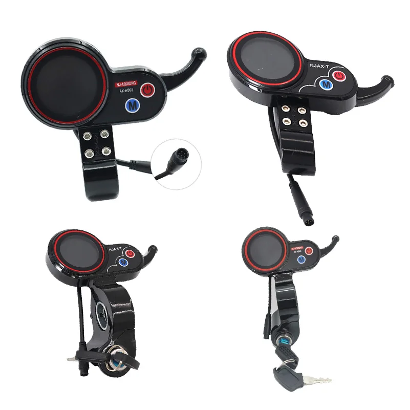 NJAX-T Dashboard Throttle 48V 6 Pin Tampilan LED untuk Nol 8 9 10 8X 10X 11X Instrumen Tampilan Skuter Listrik dengan Kunci