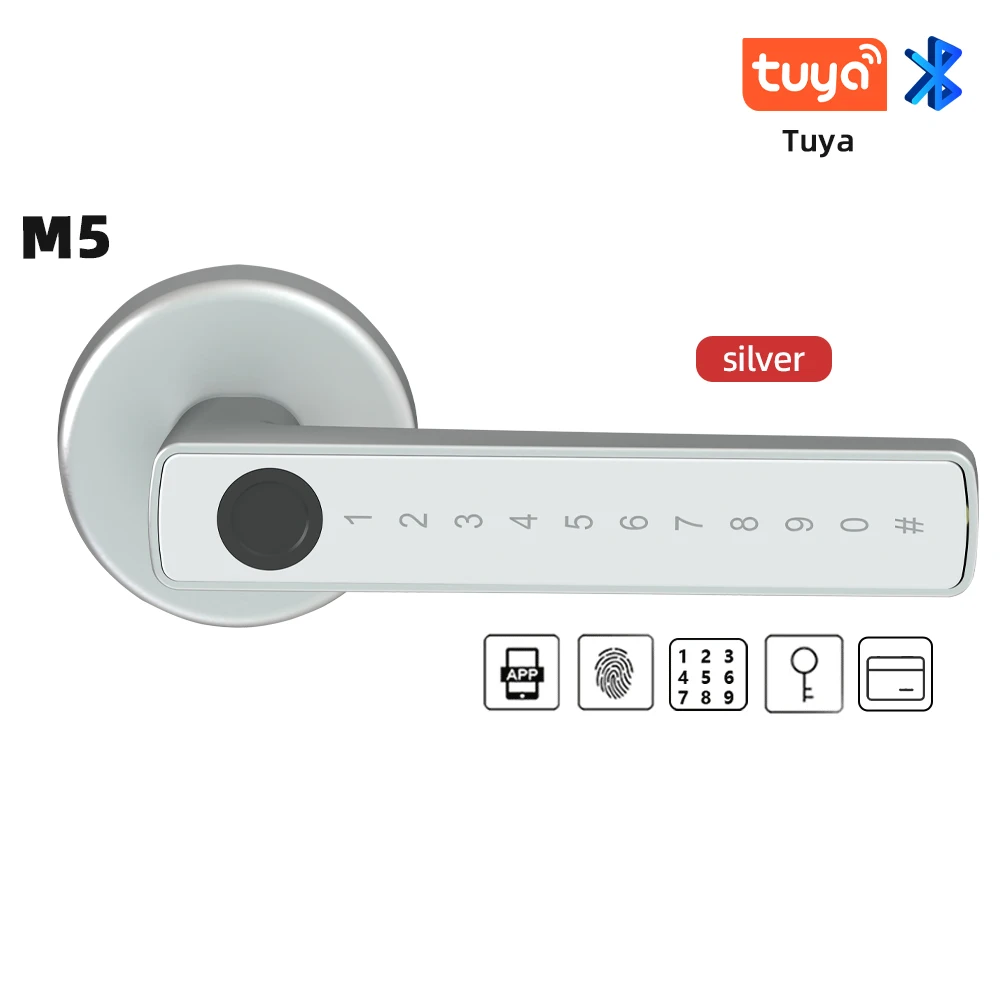 RAYKUBE M5 Tuya BLE Slim vingerafdrukdeurslot Digitaal elektronisch slot met wachtwoord / sleutel / IC-kaart / Smartlife / Tuya APP ontgrendelen