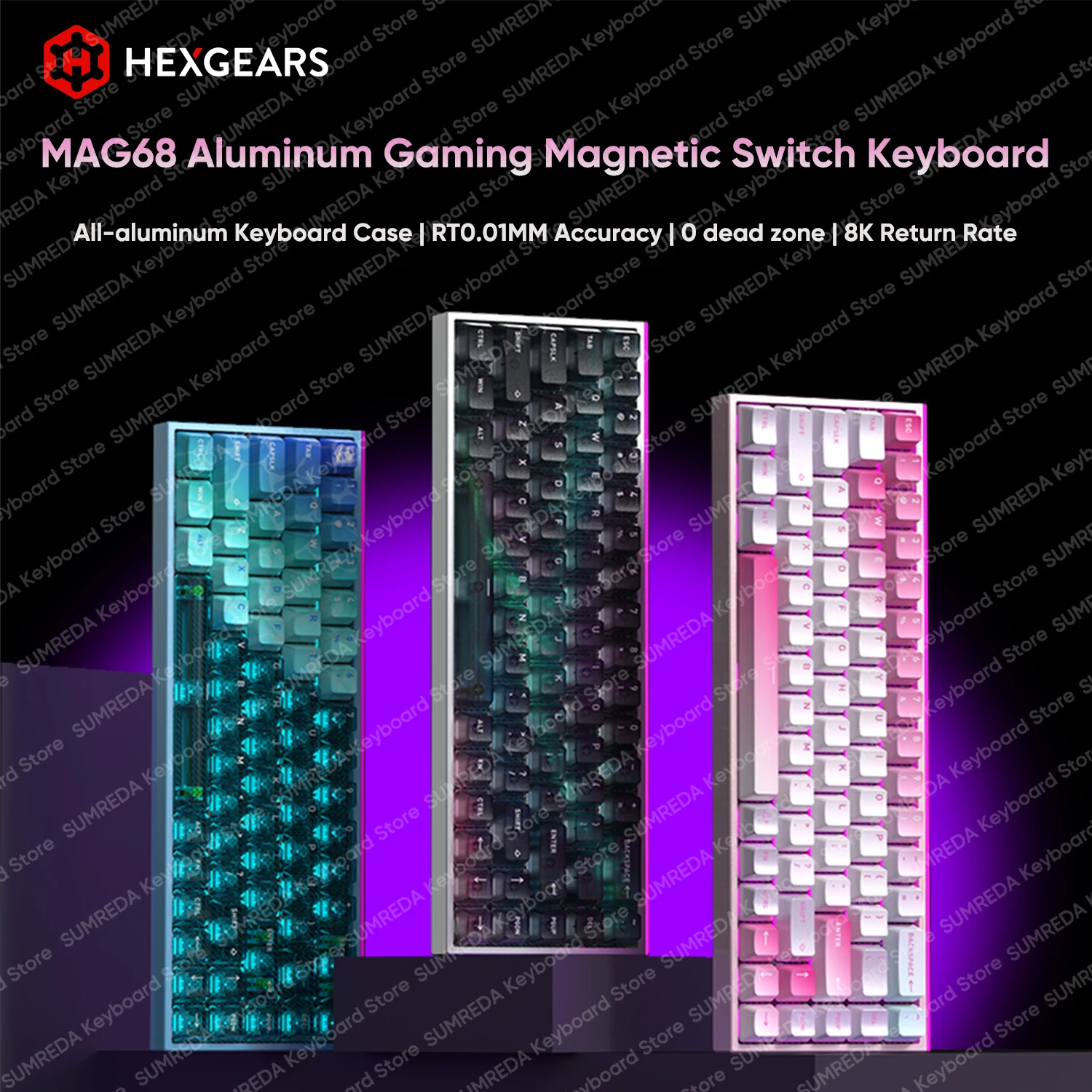 

HEXGEARS MG68 MAG68 игровая клавиатура с магнитным переключателем, корпус из алюминиевого сплава, 8K RT0,01 мм, колпачки для клавиш из ПБТ, RGB, проводная игровая клавиатура, подарки