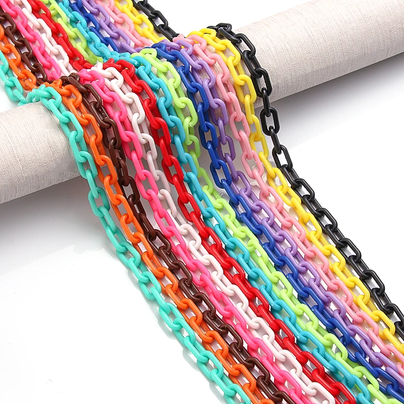 5meters/lot Colorful Acrylic Link Chains for Jewelry Making Closed Soldered Cable Chain DIY Necklace Bracelet Plastic Chain Link