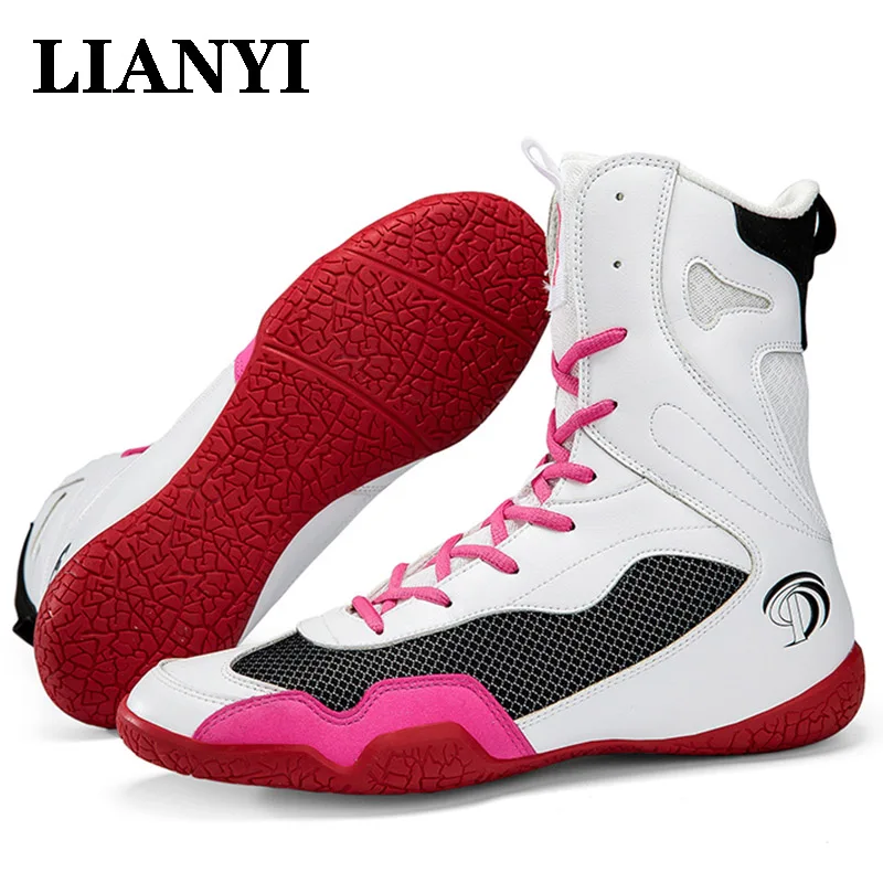 

LIANYI/высококачественная боксерская обувь, дышащая нескользящая спортивная борцовская обувь на шнуровке для мальчиков, тяжелая атлетика, унисекс, борцовская обувь