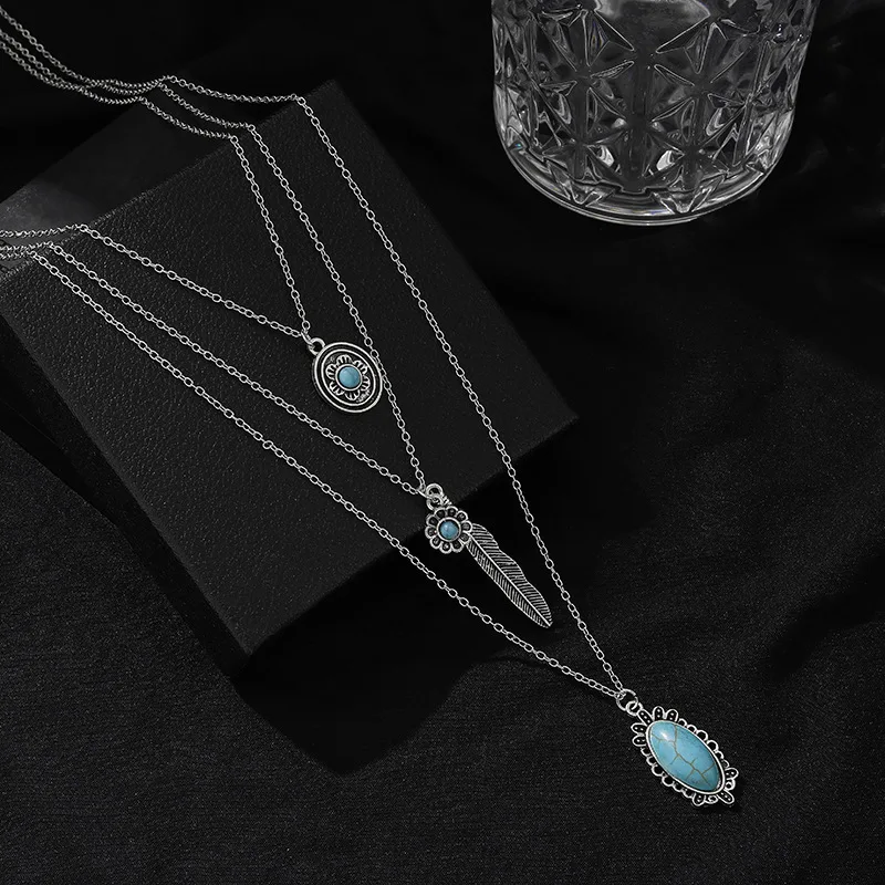 Exquisite jewelry recommended by Europe and the United States big-name personalized necklace with turquoise fashionable