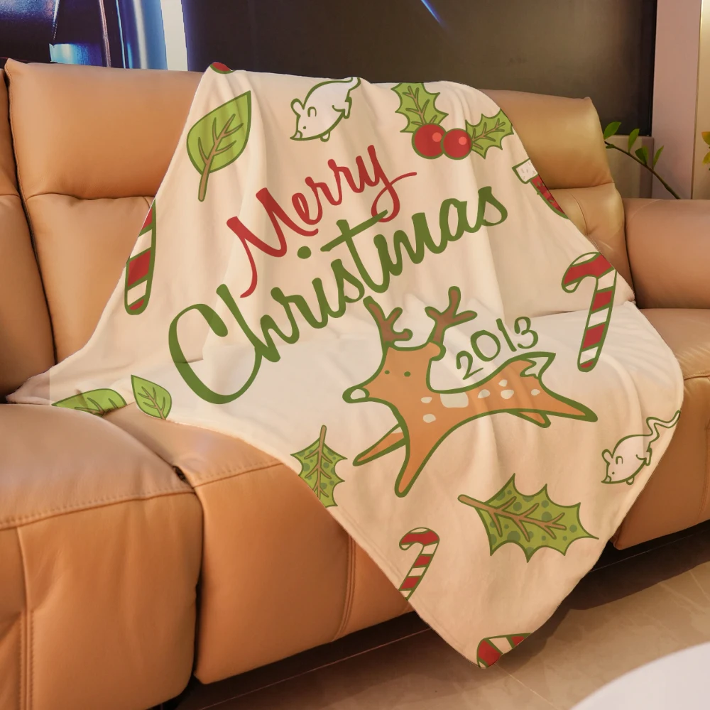 

New Christmas gift digital printed flannel blanket, warm, skin-friendly, suitable for office, home, travel, camping