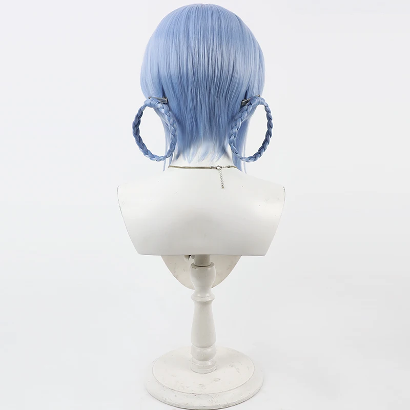 Jogo tachibana sherii peruca cosplay luz azul peruca curta duplo trançado laços de cabelo peruca cosplay para comicon festa adulto mulheres homens