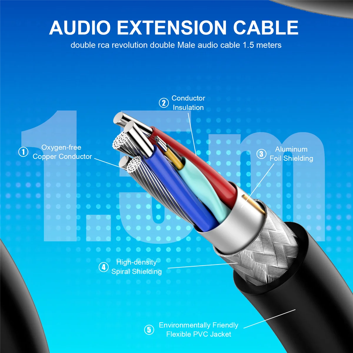 AU49_1.5M Cable doble Rca macho a Xlr macho 2 Xlr a 2 adaptador de enchufe Rca