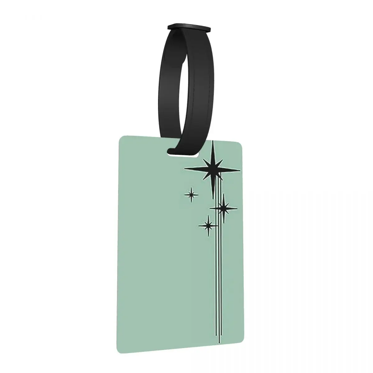 

1950s Atomic Age Retro Starburst In Mint Green And Black Luggage Tags Cute Baggage Boarding Tag Label Holder ID Name Address