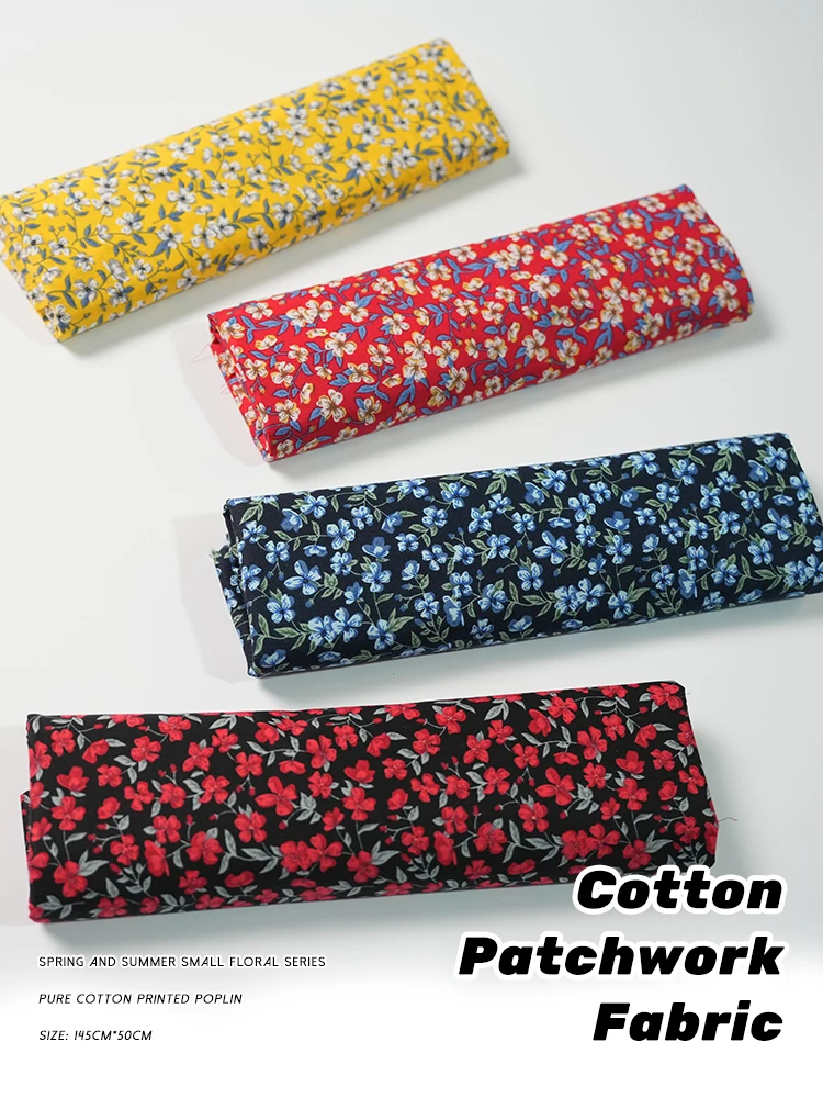 cotton poplin fabrics vintage pastoral floral pattern printed for sewing quilted Patchwork bag doll dress cloth by meters
