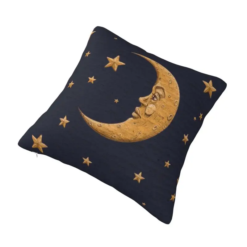 Custom Vintage Gold Moon And Stars Pillowcase Luxury Cushion Cover Car Pillowcase