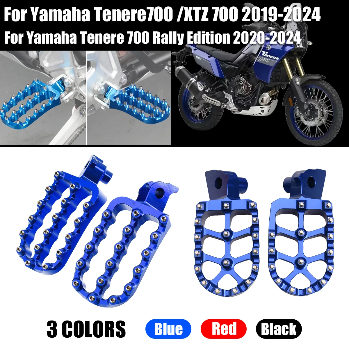 

Motorcycle Foot Pegs Rest Pedal Footrest Footpegs For YAMAHA Tenere700 /XTZ 700 2019-2024 Tenere 700 Rally Edition 2020-2024