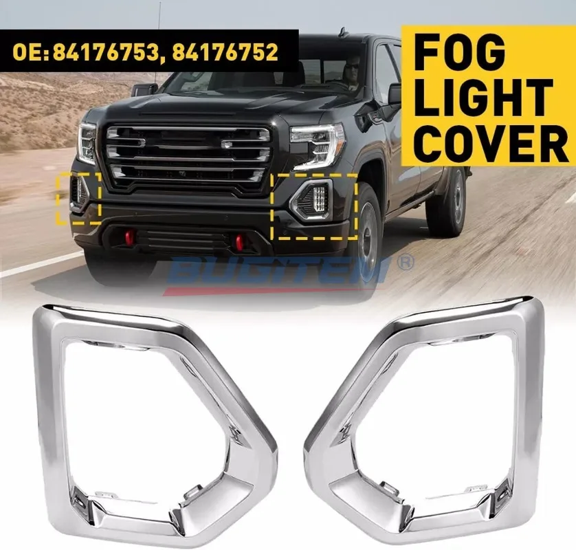1 Pair Front Driving Fog Light Bezel Cover For GMC Sierra 1500 4-Door Denali SLT AT4 2019-2021 Replaces 84176753 84176752