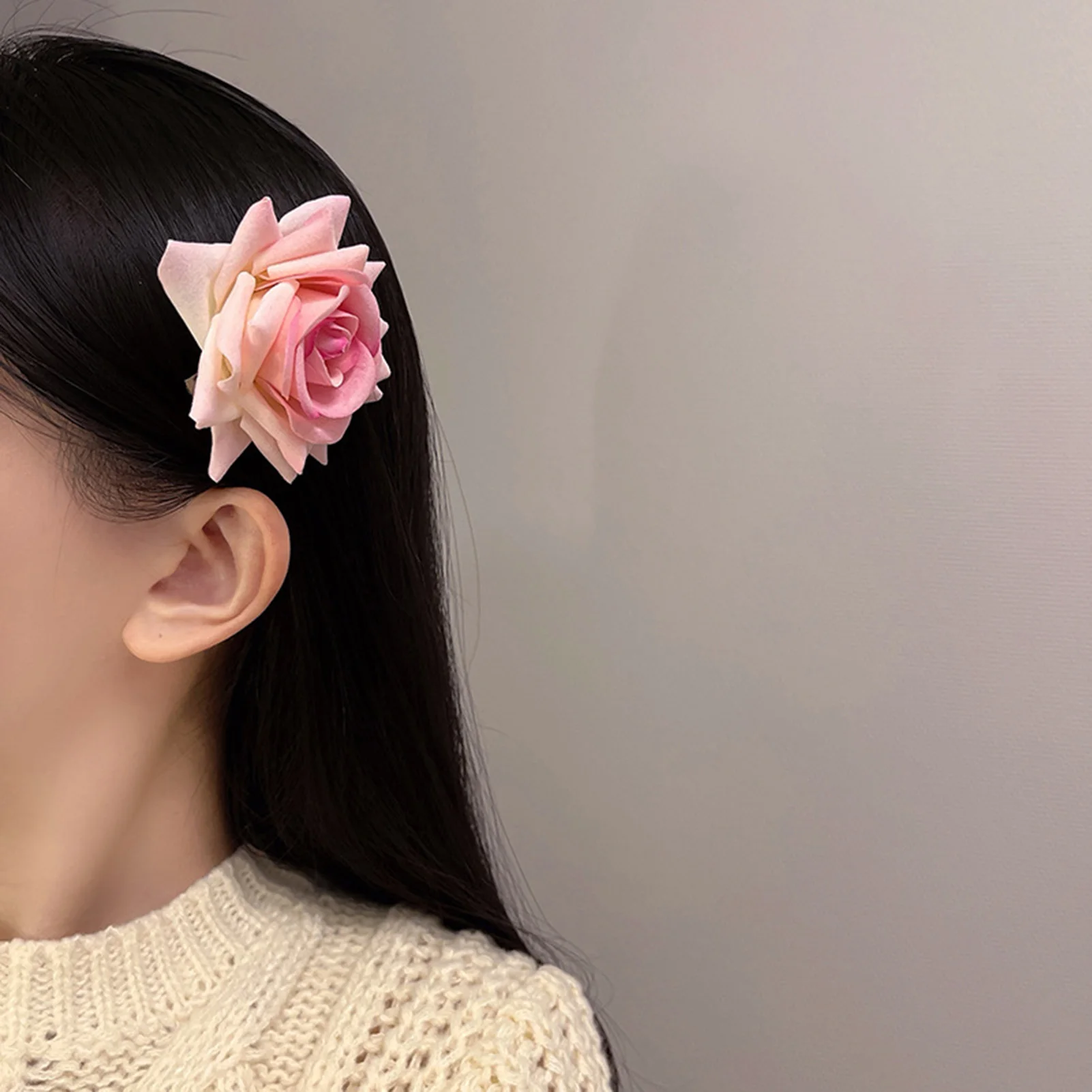 Retro Flower Hairpin Romantic Red Pink Rose Fabric Hairpin Brooch Female Korean Fashion Hairpin Wedding Hair Accessories