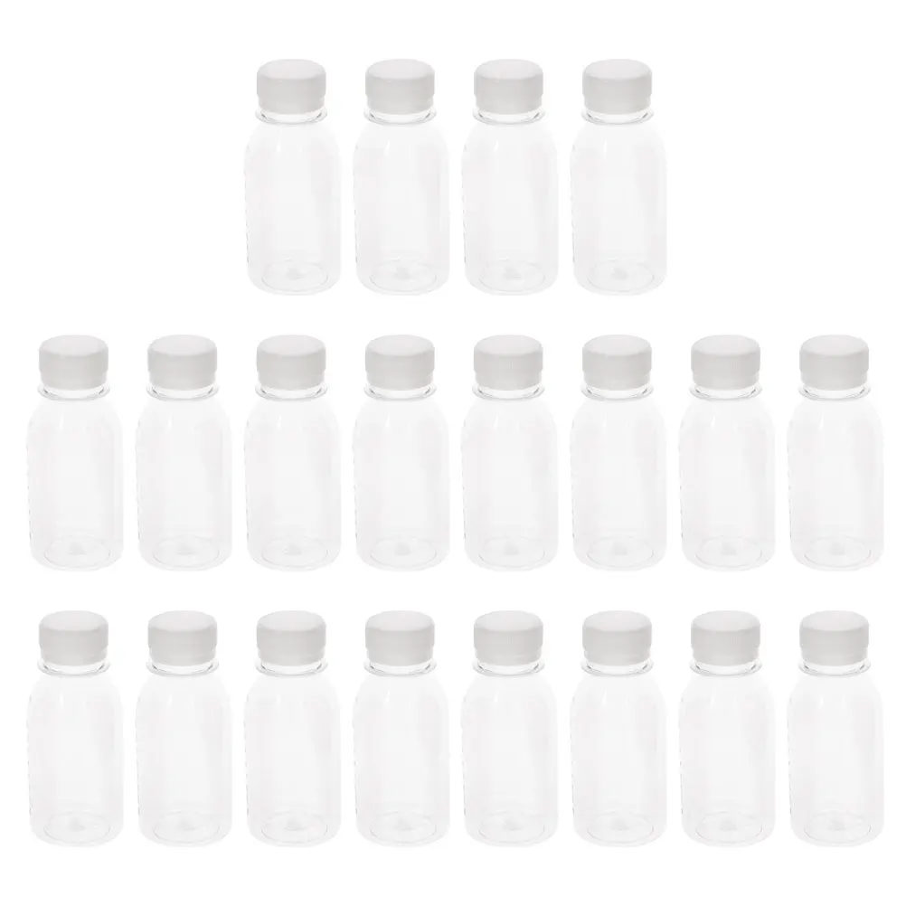 20pcs Milk Bottles Clear Juice Leakproof Lids Plastic Travel Empty Water Smoothie Reusable Storage Kitchen Accessories
