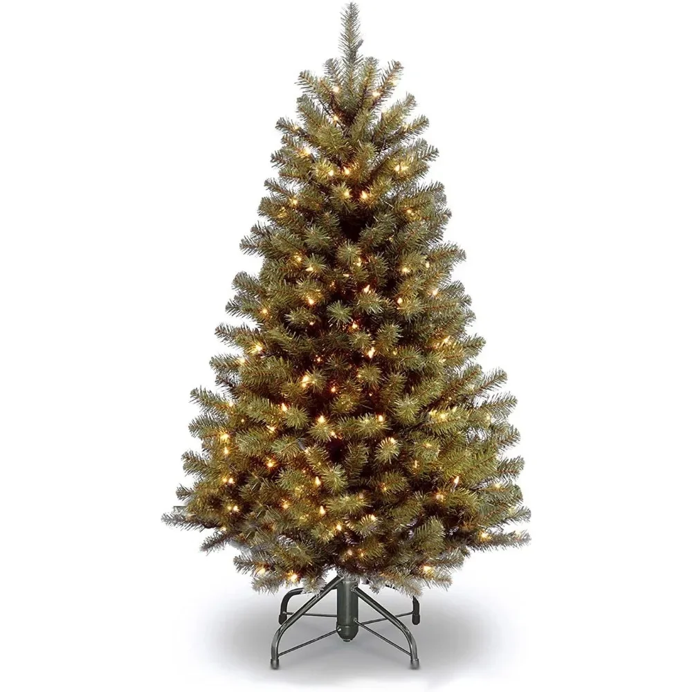 

Pre-Lit 4.5 Feet Artificial North Valley Spruce Christmas Tree with White Lights and Stand - Green Festive Decoration