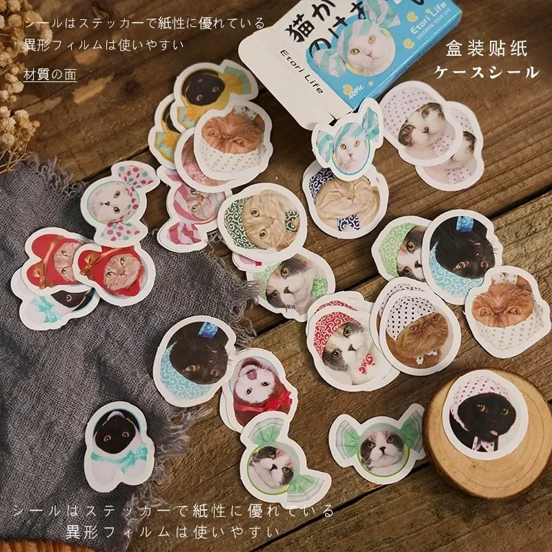 40 Pcs Cute Cat Stickers Kawaii Kitty Sticker Waterproof Cats Vinyl Decals Funny Kitten Decor for Decorations Scrapbook Journal