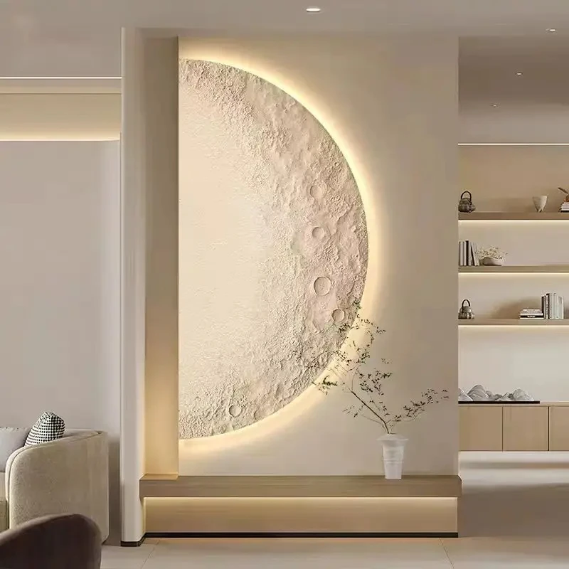 CX207HW Nordic Wabi Sabi Advanced sandstone cream style semi-circular moon wall light hallway living room decoration