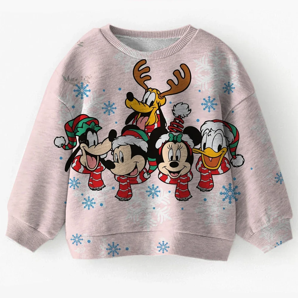 

Christmas2025 Spring and Autumn Baby Clothing Children's Hoodies Women's Disney Mickey Mouse Round Neck Hoodies Children's Sport