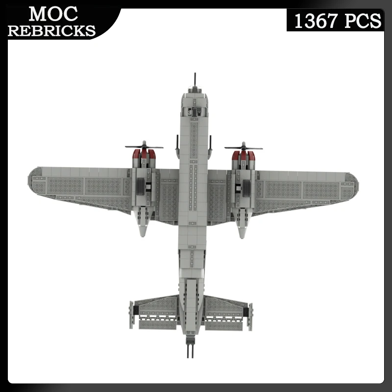 Armes militaires de la seconde guerre mondiale B-25, jeu de chasse de l'armée de l'air, MOC bloc de construction, modèle d'avion, jouets en brique, cadeaux pour enfants