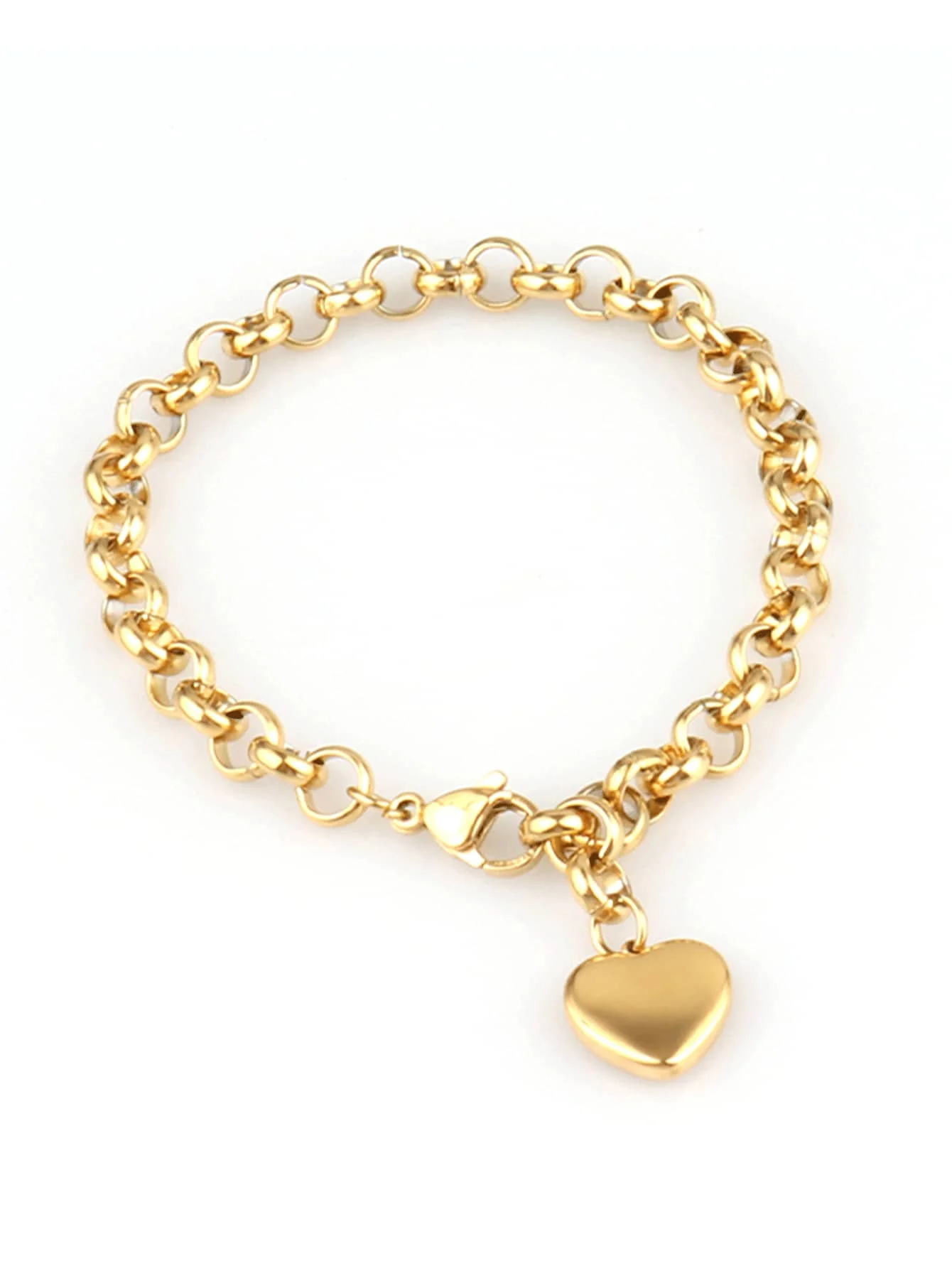Women's Stainless Steel Heart-Shaped Bracelet, Fashionable Heart Pendant Bracelet, Gift For Valentine's Day, Mother's Day