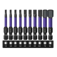 10-Piece Hex Head Impact Tough Magnetic Bits Set S2 Steel Hex Screwdriver Bit Set With Base Electric Drill Hand Tool Accessories