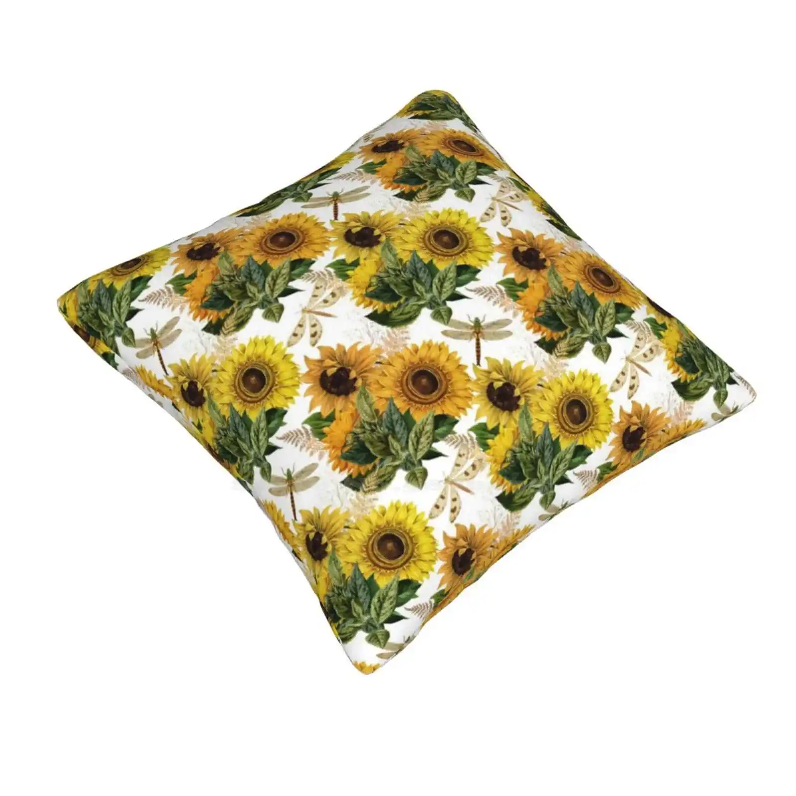 Sunflowers And Dragonflies 1 Home Sofa Car Cushion Cover Pillowcase Sunflowers Dragonflies Grow Nesting Swamp Grow Flower Sun