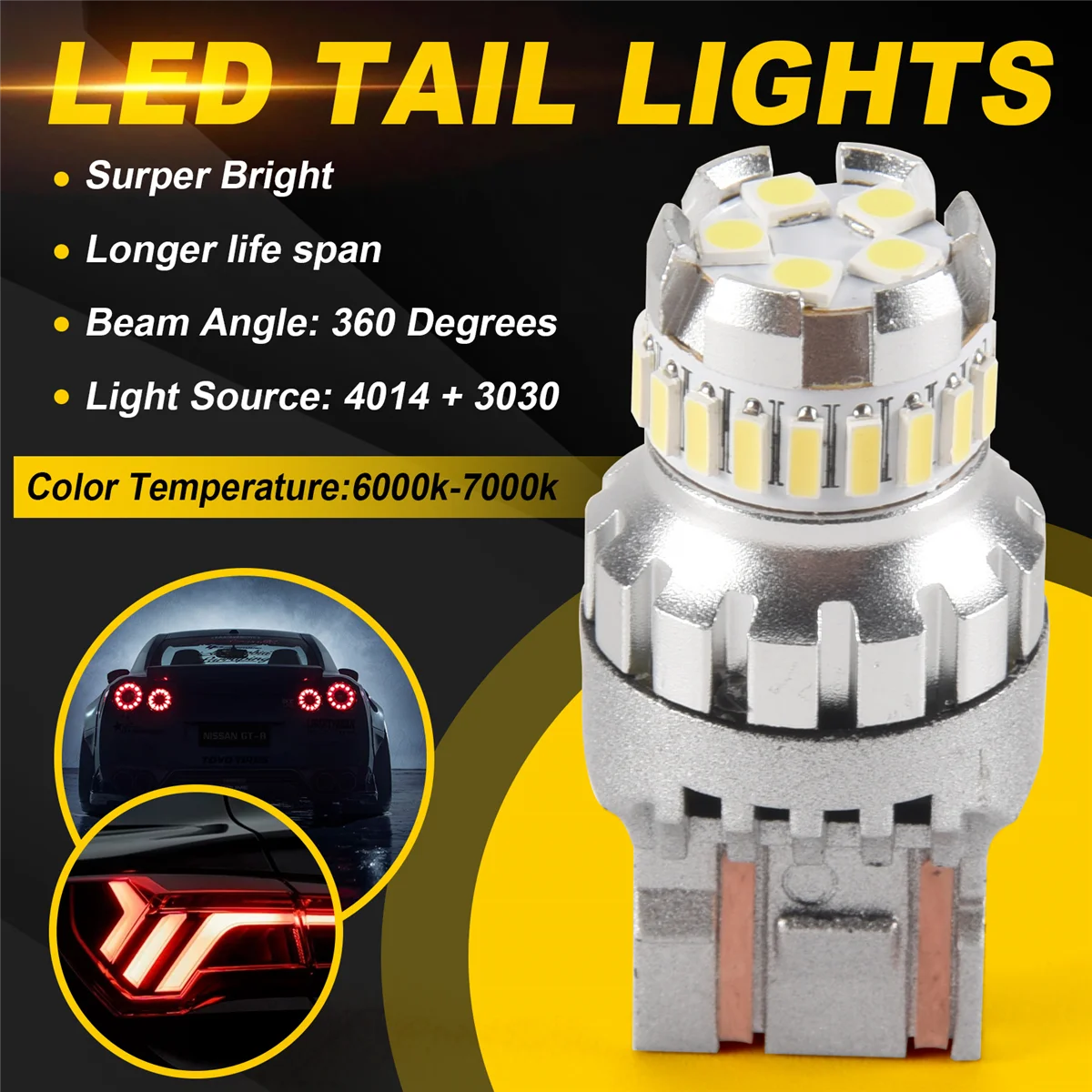 AT77 Auto T20 7440 W21W LED Canbus Achteruitrijlichten W21/5 W 7443 LED Lamp Rem Richtingaanwijzers 6500 K Super Heldere Achterlicht