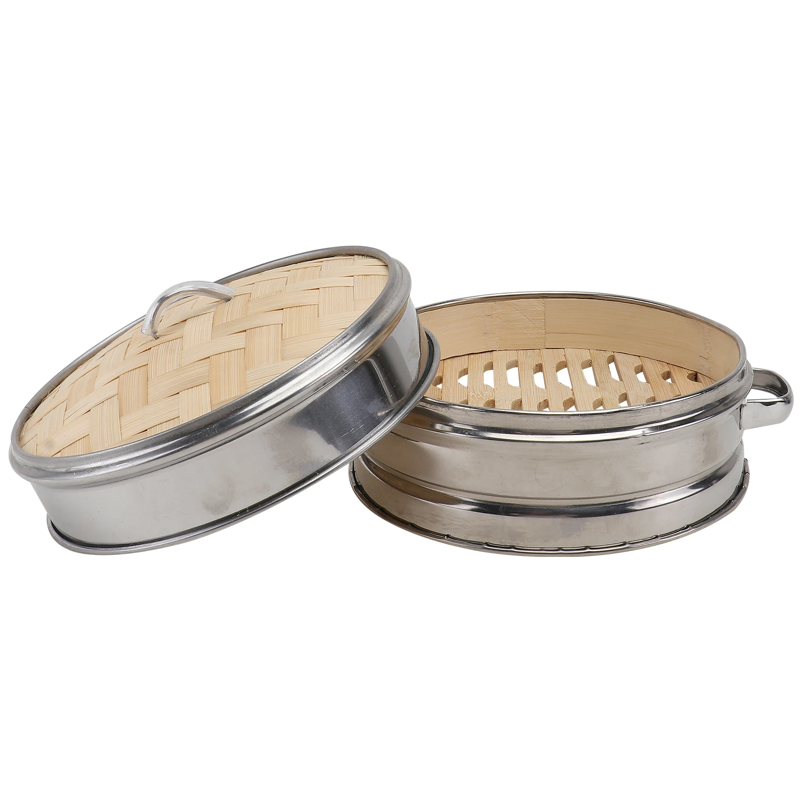 

1 Set Bamboo Lid Steamer 18cm Stainless Steel Cage Cover for Buns Dim Sum Steamer Supplies